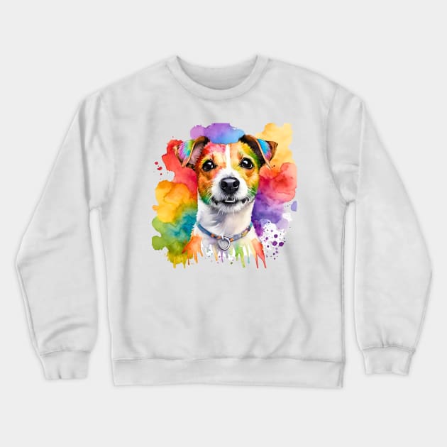 Jack Russell Terrier Watercolor Portrait Crewneck Sweatshirt by Doodle and Things